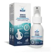 Zinco Cobre Suplemento Alimentar Ionizado Spray 60ml Biocell Sabor Natural
