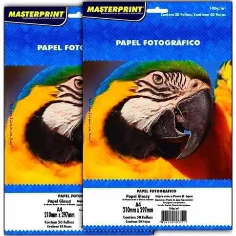 Masterprint A4  Papel Fotográfico 180g Brilho Cor Branco 100 folhas