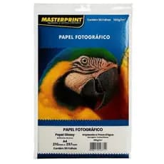 Masterprint A4  Papel Fotográfico 180g Brilho Cor Branco 50 folhas