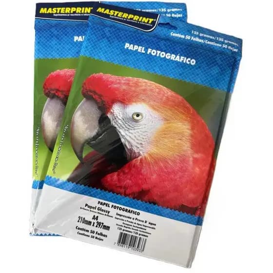 Papel Fotográfico Glossy 135g A4 Branco Brilhante 100 Folhas