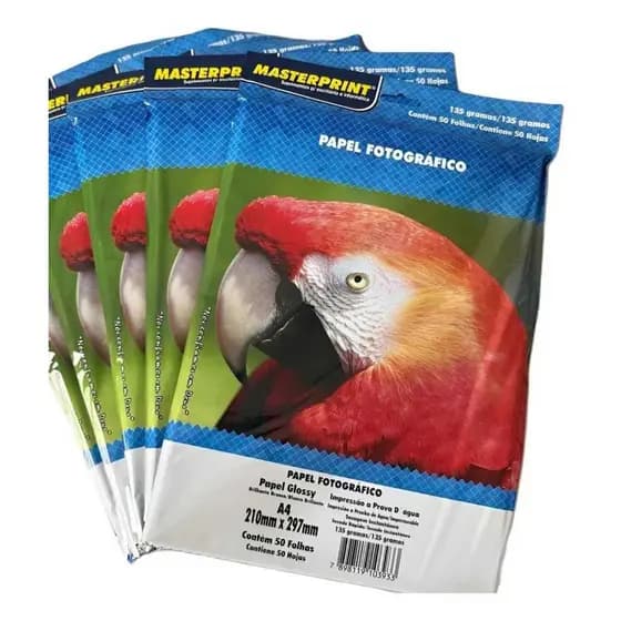 Papel Fotográfico Glossy 135g A4 Branco Brilhante 300 folhas