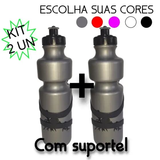 2x Garrafa Squeeze Caramanhola Bike 750ml com Suporte Spec Ciclismo Material Resistente