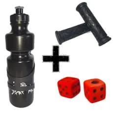 Garrafa + Punho + Tampinha de Válvula Dadinho Acessórios Bicicleta Ciclismo Kit Bike Luvinha Caramanhola 750ml