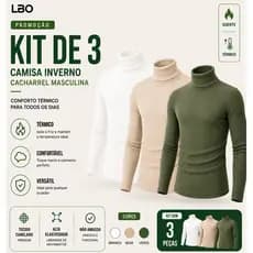 Kit 3 Blusa De Inverno Masculina Canelada Gola Alta Premium