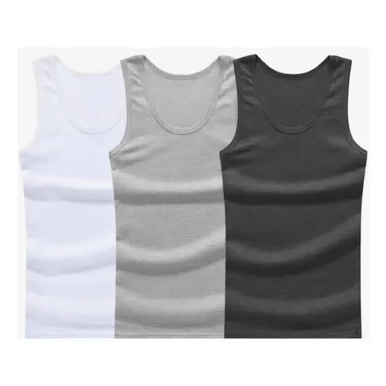 Kit 3 Regata Masculina Americano Canelada Algodão Premium