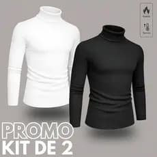 Kit 2 Blusa De Inverno Masculina Canelada Gola Alta