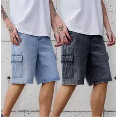 Kit 2 Bermuda/short Cargo Masculina Jeans  6 Bolsos C/cós