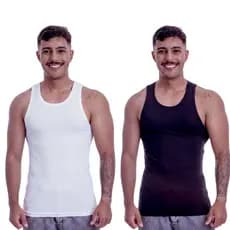 Kit 2 Camisetas Regatas Masculina Americana Canelada  Algodão Elastano