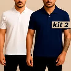 Kit 2 Camiseta Gola Polo Piquet Masculina Lisa Sem Estampa Camisa Premium 50% Algodão 50% Poliéster