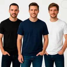 Camiseta Camisa Lisa Masculina Básica Tradicional 3 Cores Dia a dia Academia