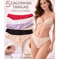 Kit Calcinha Tanga Feminina 100% Algodão Lisa Conforto e Suavidade Dia a Dia Premium