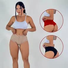 Kit Calcinhas De Renda Cintura Alta Segura Barriga Modelagem Redutora