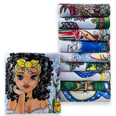 Kit 10 Pano de Pratos p/ Cozinha 100% Algodão Absorvente Estampa Desenhos
