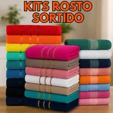 Super Kit Toalhas de Rosto Sortidas 100% Algodão Toalhas Linha Popular, Dourado, Bruna