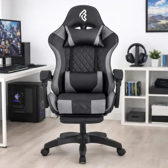 Cadeira Gamer E Escritório Fohar Ergonômica Preta E Branca