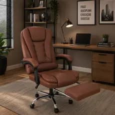 Cadeira De Escritorio Presidente Ergonomica Apoio Para Pés