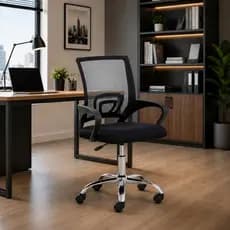 Cadeira De Escritório Home Office Ergonômica Tela Mesh Giratória Preta E Branca