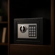 Cofre Digital Pequeno com Senha e Chave Aço Segurança Gaveta Casa Escritório Mini Caixa Preto