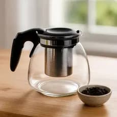 Chaleira de Vidro com Infusor de Aço Inox 950ml Bule Jarra Coador para Chá Café Cozinha Elegante