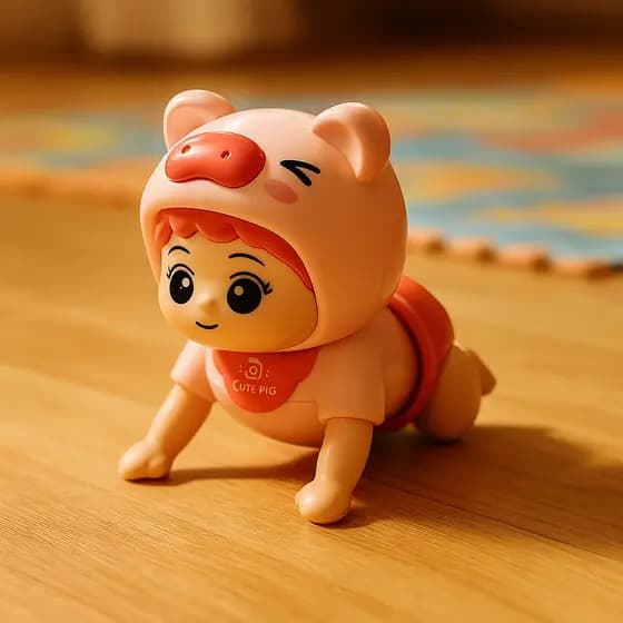 Brinquedo Bebê Engatinha Musical Porquinho Interativo Com Som Movimento Estimula Coordenação Pilha