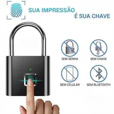 Cadeado Digital Recarregável com Impressão Digital para Armário Mochila Mala Baoshi