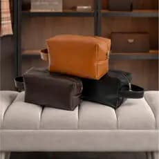 Bolsa de Couro Necessaire Multiusos Tamanho Grande para Viagem Masculina e Feminina Várias Cores