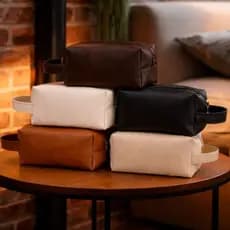 Bolsa de Couro Minimal Estojo Necessaire Alta Qualidade - 1 Unid e 2 Unids