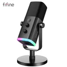 ORIGINAL Microfone FIFINE AM8 Profissional Mic Gamer USB XLR RGB Dinâmico Cardioide Streaming  PC