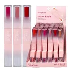 Batom Líquido Ruby Rose Duo Kiss Matte 2 em 1 Alta Cobertura Com Gloss