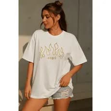 Camiseta Oversized Feminina aesthetic Manga Larga Angel Fogo Anjo Streetwear Moda