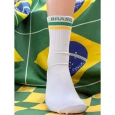 MEIAS BROW BRASIL 3 PARES VERDE AMARELO AZUL COPA 2026 SELEÇÃO CANO ALTO DE ALGODÃO