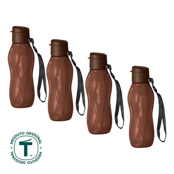 Kit 4 Garrafas de Água Tupperware Eco Tupper Chocolate 310ml
