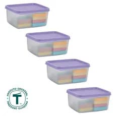 Kit com 4 Potes Herméticos Tupperware Basic Line Transparente 500ml