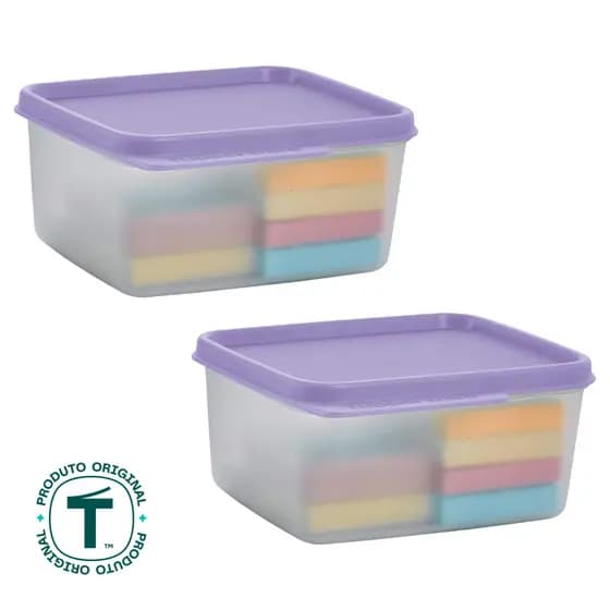 Kit com 2 Potes Herméticos Tupperware Basic Line Transparente 500ml