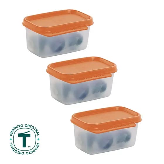 Kit com 3 Potes Herméticos Tupperware Basic Line Transparente 160ml