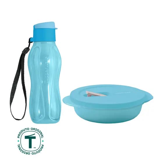 Kit Tupperware Sereno Pote Micro-Ondas Mini Geração II 390ml + Garrafa Eco Tupper 310ml