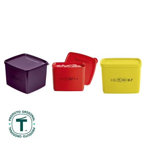 Kit Pote Hermético Tupperware Jeitoso Mix 800ml Molho de Tomate + Feijoada + Arroz