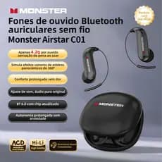 Monster C01 Intra-Auricular Sem Fio Novo Fone De Ouvido Bluetooth 6.0 Earphones de moda das senhoras