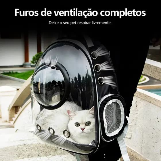 Mochila para Pet com Visão Panorâmica Estilo Astronauta Colorido Ideal para Gato e Cachorro