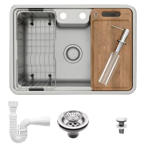 Cuba Inox Docol Massima 68x48cm Com Acessórios Tabua E Cesto 90015693016