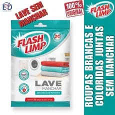 Lave Sem Manchar 20 Lenços Flash Limp Roupas Brancas e Coloridas