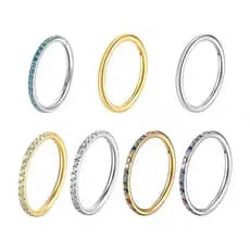 Piercing Argola de Titânio Cravejado com Zircônias  Brilho Luxuoso | Hipoalergênico e Resistente
