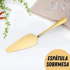 Espátula Dourada Aço Inox para Bolo Torta e Sobremesa Serrilhada Decoração Cozinha Casa