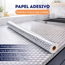 Rolo Papel Adesivo Alumínio Metalizado 3D Protetor de Superfícies Impermeável Cozinha Armário Envelopamento 3/6/9/12/15m