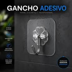 Kit Ganchos Adesivos Transparente Reforçado Sem Furo Suporta 5kg Para Banheiro Cozinha Parede