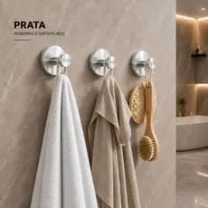 Gancho Prata Premium de Parede Sem Furo Design Moderno Alta Durabilidade e Fixação Forte