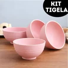 Kit Bowl Tigela Cumbuca Bambu Ecológico para Sobremesas Armazenamento de Alimentos Pote Multiuso