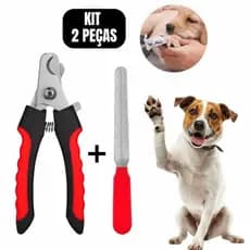 Kit 2 Peças Cortador Alicate para Pet + Lixa para Unhas Cães e Gatos Higiene Animais de Estimação