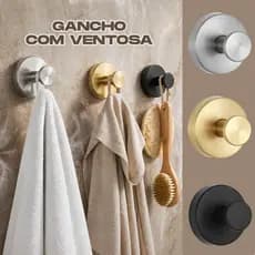 Gancho com Ventosa Adesivo Premium Super Forte Sem Furar Para Banheiro Cozinha Suporte de Toalha