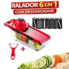Ralador Multifuncional Cortador Fatiador Mandoline 6 em 1 + Descascador Prático Inoxidável Profissional Manual
